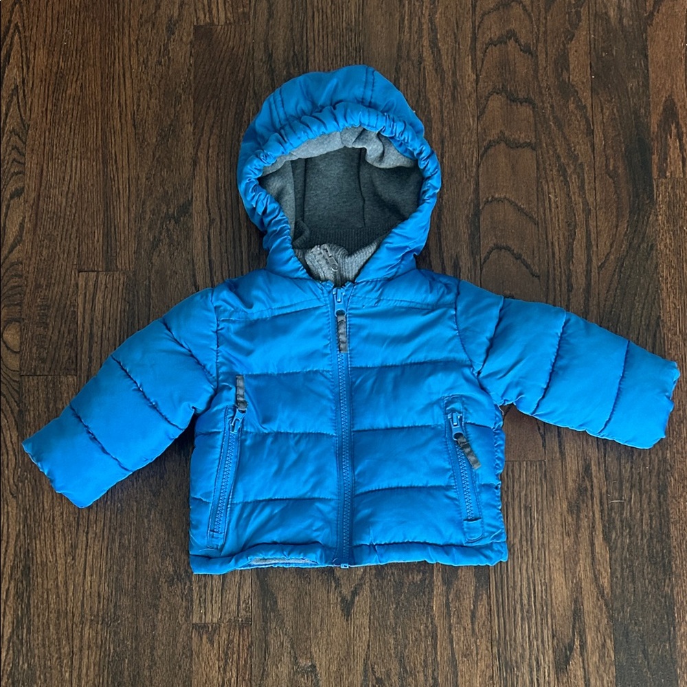 Rothschild Boys Infant Winter Insulated Puffer Blue Hooded Coat/Jacket Sz 6-9m